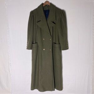 Vintage Collection Elegante Thunderbird Bay Army Green Wool Overcoat Long Coat 6